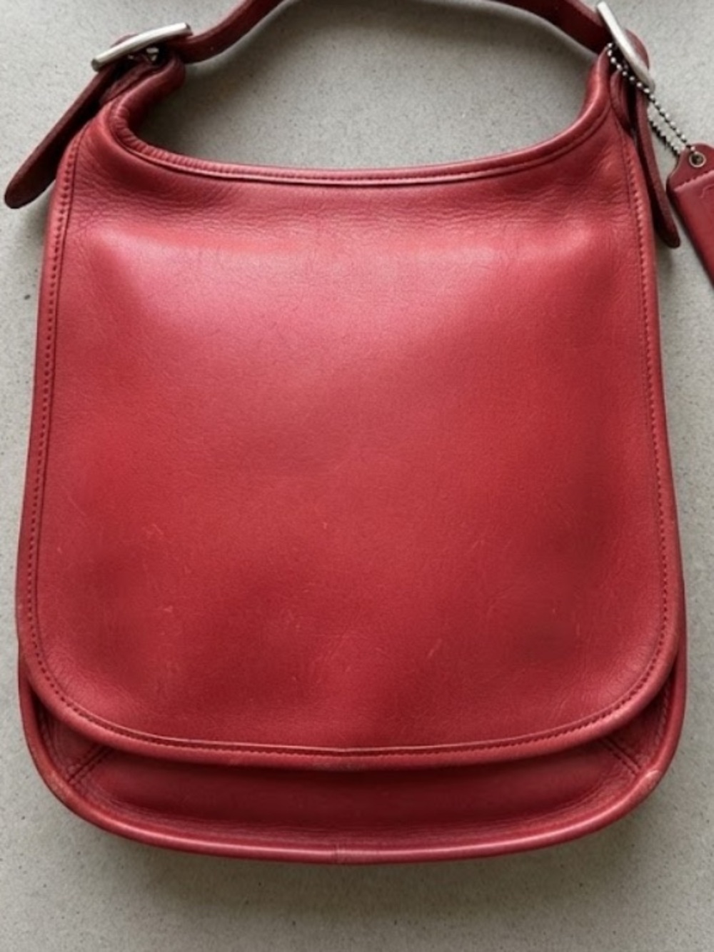 Coach Legacy Signature Hippie Flap Shoulder Bag Vintage Crossbody 9135 In Red